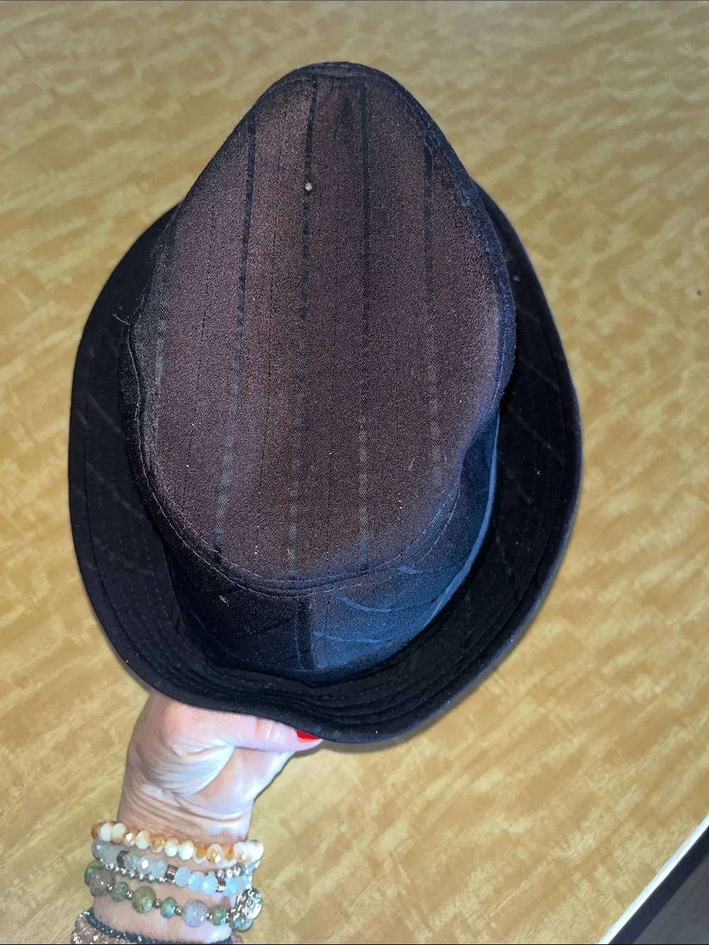 Source Unknown Black Pinstripe Fedora Hat OS